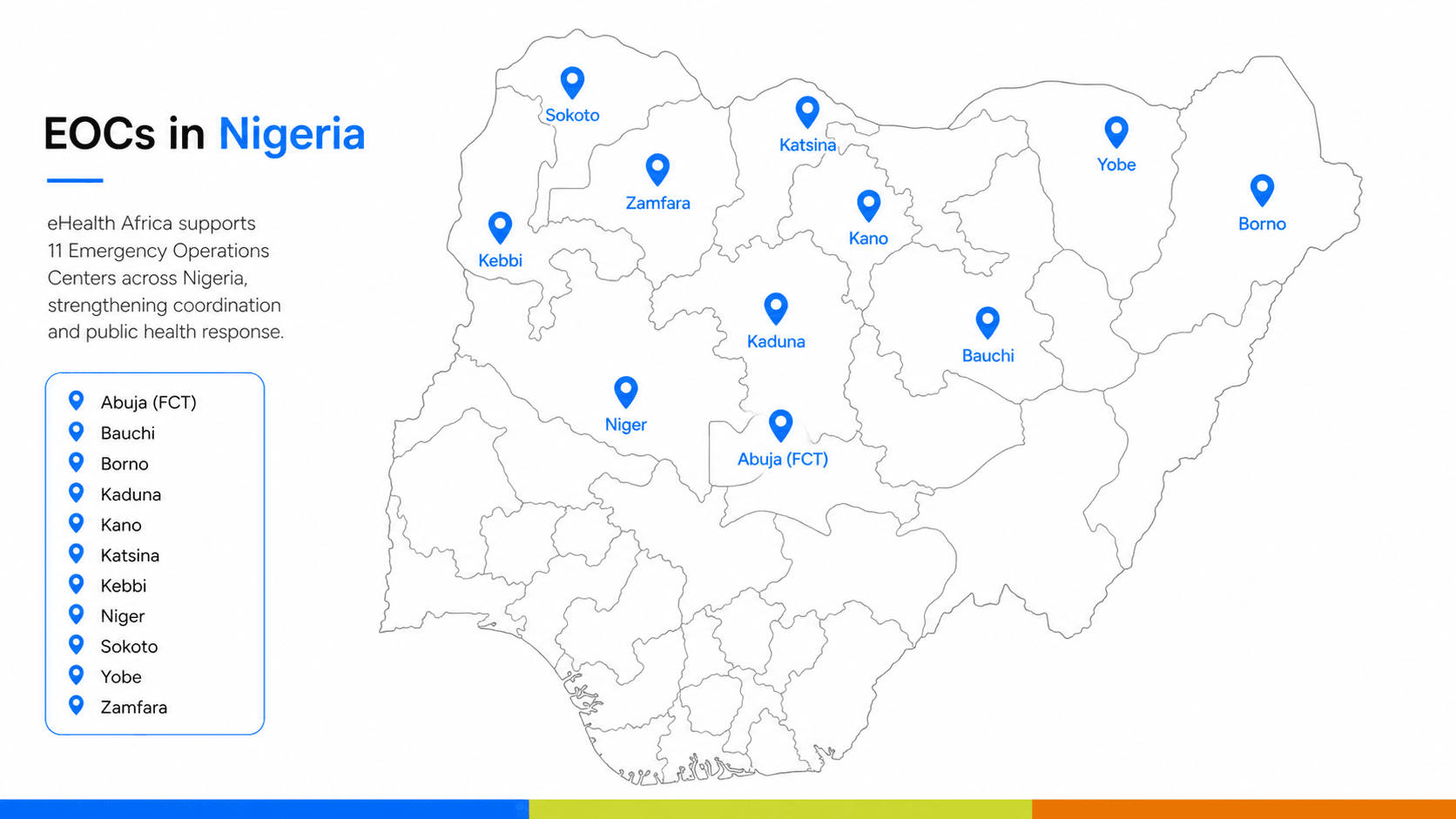 eHealth Africa EOC Locations across Nigeria